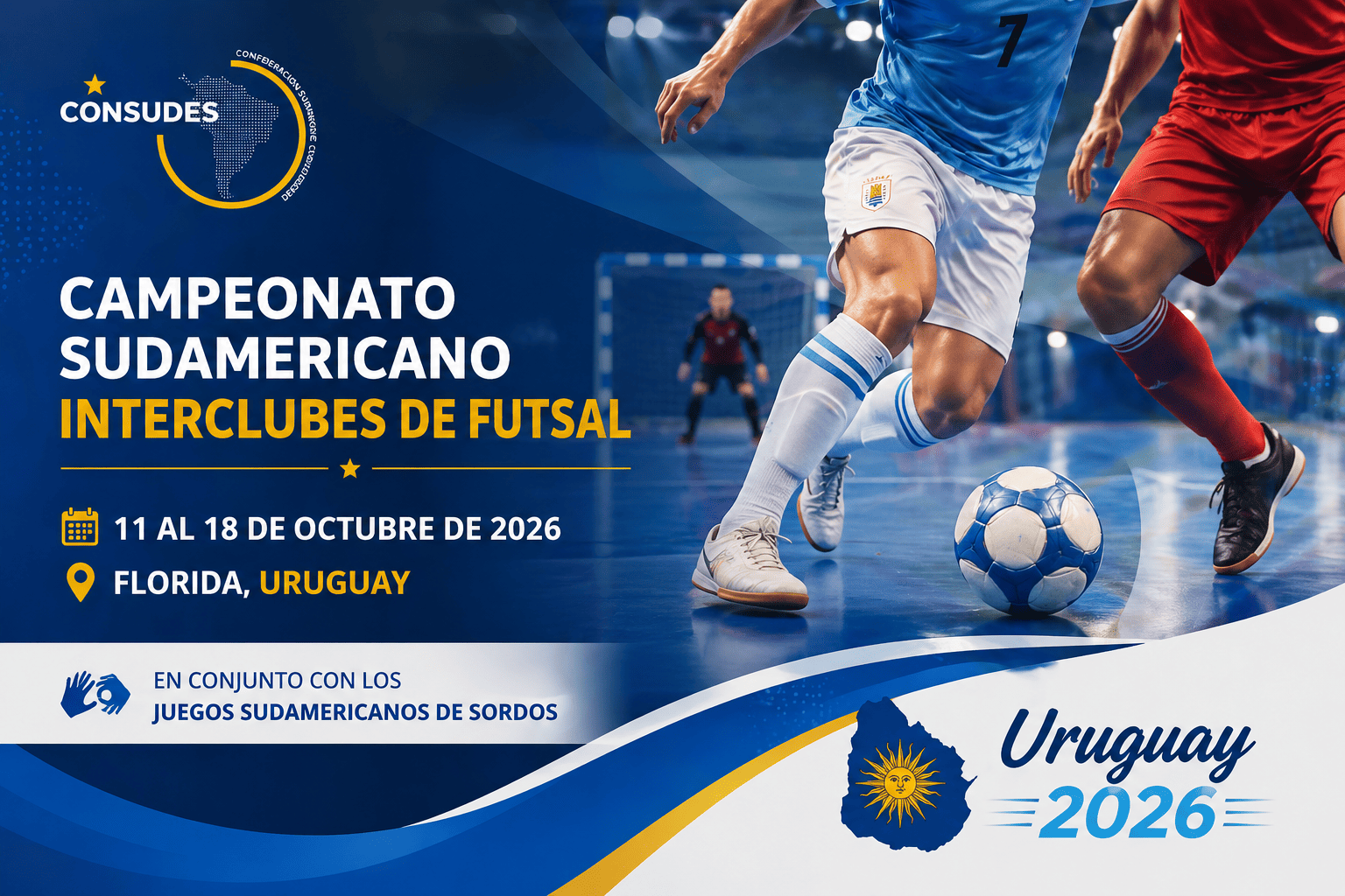 Campeonato Sudamericano Interclubes de Futsal 2026 será realizado en Uruguay